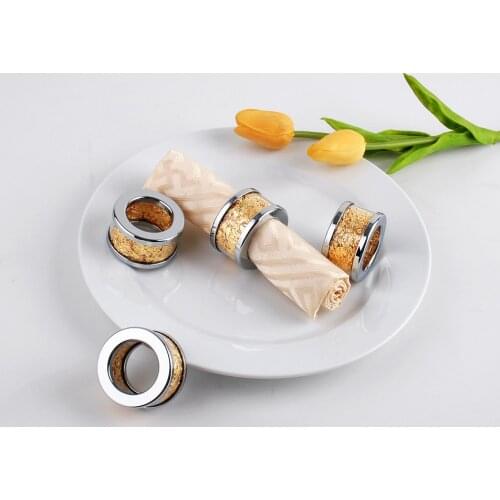 Decorative Napkin Ring Set for Family Dinners, Holidays, Weddings, Indoor/Outdoor Parties or Everyday Use, One Size, Round Gold