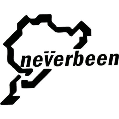 SZWL Neverbeen Car Sticker Creative Decal Vinyl for JDM Euro Nurburgring Funny Waterproof Sticker Decals Black White,14cm*10cm