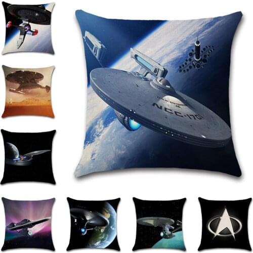 Sci-fi style Spaceship Linen Cushion Cover Decorative Home Decor Sofa Chair Car Seat Friend Kids Boy Bedroom Gift Pillowcase
