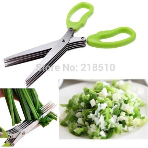 Stainless 5 Layer Scissors Multifunctional Onion Noodles Laver Broken Spices Scissors Knives Kitchen Accessories