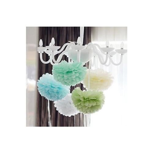 Wholesale 50pcs 37cm (14.5 inch) Tissue Paper Pom Poms Paper Flower Wedding Birthday Event Party Decoration Craft