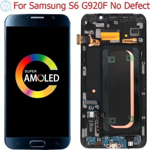 Original Super AMOLED LCD For Samsung Galaxy S6 Display With Frame 5.1" S6 SM-G920F LCD Touch Screen Glass Panel No Defect