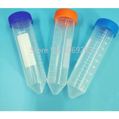 100pcs/lot 50mL Sharp Bottom Plastic Centrifuge Tube with Screw Cap for Kinds of Laboratory Experiments