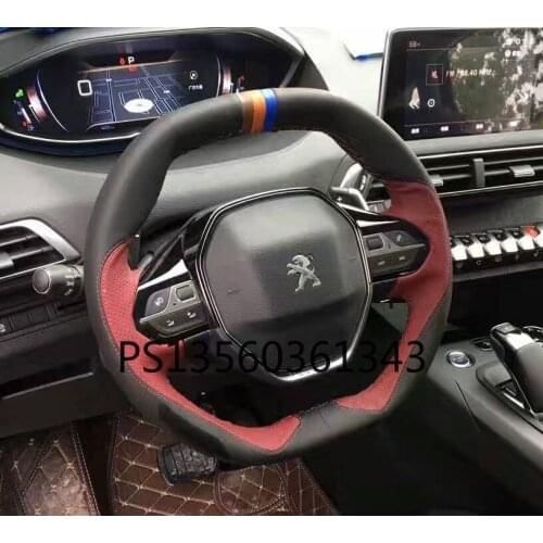Suitable for Peugeot 408 508 3008 2008 308S 301 car steering wheel cover hand stitched leather suede grip cover