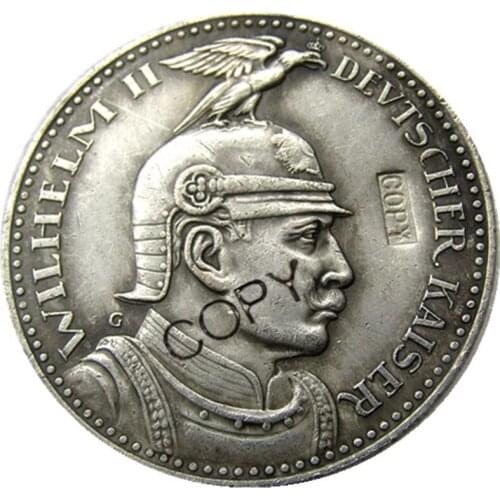 PRUSSIA (German S.) 5 Mark 1913 Proof - Bronze - PATTERN - Wilhelm II Silver Plated Copy Coin