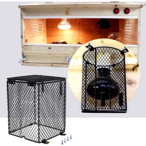 Rectangular/Round Reptile Heater Guard Heating Bulb Lamp Enclosure Cage Protector Metal Mesh Lamp Cover C42