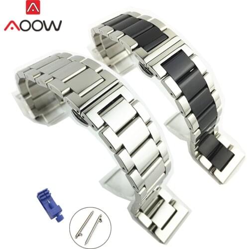 Polished Stainless Steel Metal Watchband 16 18 20mm 22mm 24mm 26mm Butterfly Buckle Quick Release Solid Strap Band Bracelet