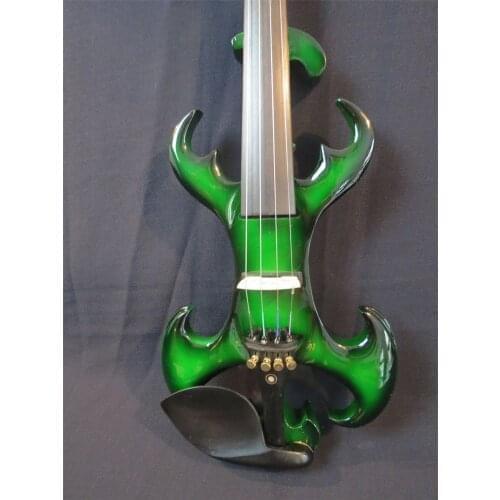 Handmade Great Design Streamline Model Top Art 4/4 Electric Violin Green Color Great Sound Case Bow Rosin Included