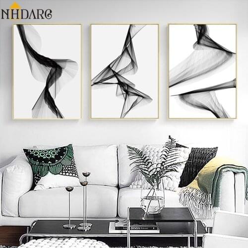 Modern Black White Fashion Simple Abstract Style Canvas Print Painting Poster Art Wall Pictures for Living Room Home Decor