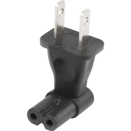 USA 2 Pin Male to IEC 320 C7 Right Angle AC Adapter, 1-15 P Male to Angle C7 AC Power Adapter