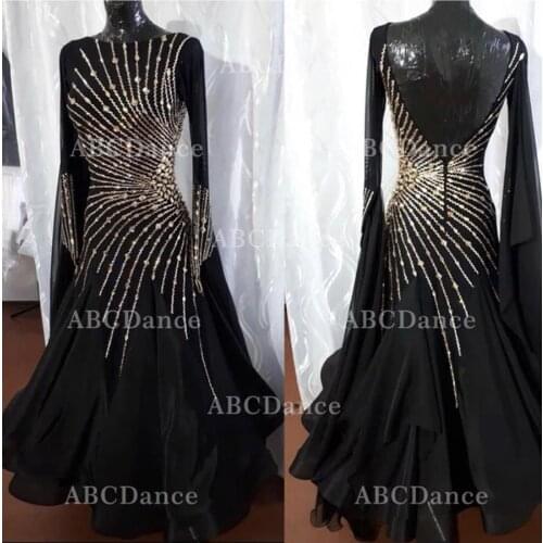 Standard Ballroom Dance Dress black color dance Costume Waltz Stage modern dress