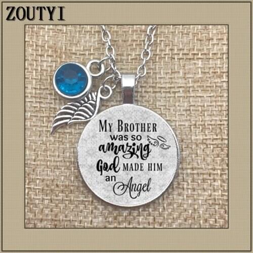 Commemorating the alloy pendant necklace, the loss of the brothers, my brother is so amazing, God made him an angel