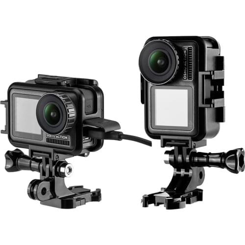 Vertical Horizontal Frame Case with Cold Shoe Microphone Light Bracket Housing Mount for DJI Osmo Action Sports Camera Accessory