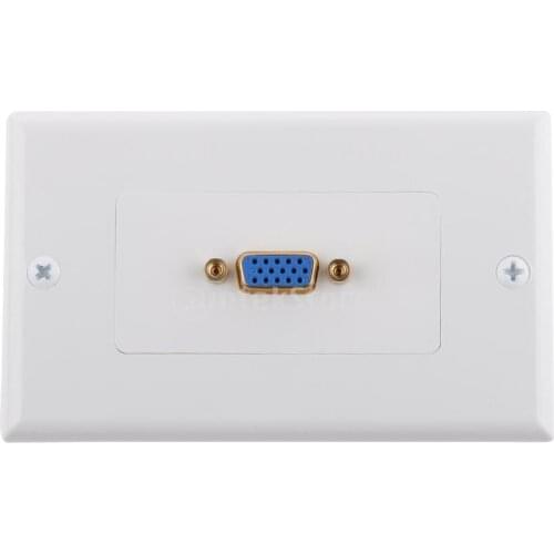 VGA HDMI Wall Faceplate with Fly Lead Female to Female Extension 15Pin White