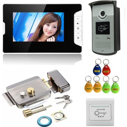 7" Video Intercom Door Phone System With 1 White Monitor 1 RFID Card Reader HD Doorbell Camera In Stock Wholesale