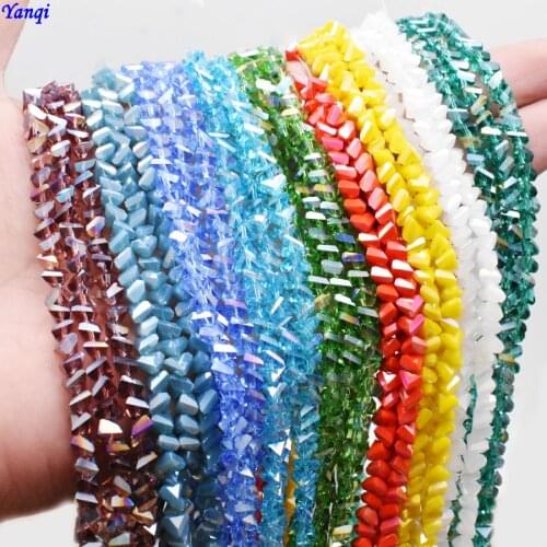 Yanqi 6mm Triangle Crystal Beads Glass Blue red yellow white Czech Beads For Jewelry Making DIY Needlework Earring Necklace