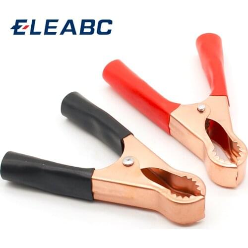 2Pcs 50A Red + Black 80mm Crocodile Car Caravan Van Battery Test Lead Clips Best Promotion Alligator Clips