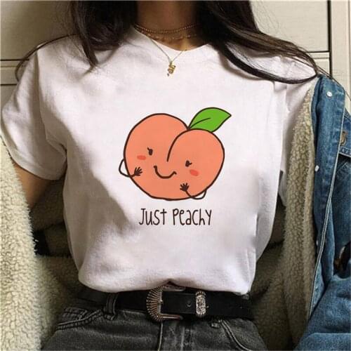 Womens T-shirt Graphic Peach Juice Japanese Rock Basic O-Neck T-shirt Lady Harajuku Kawaii Pink Beautiful Summer Casual T-shirt