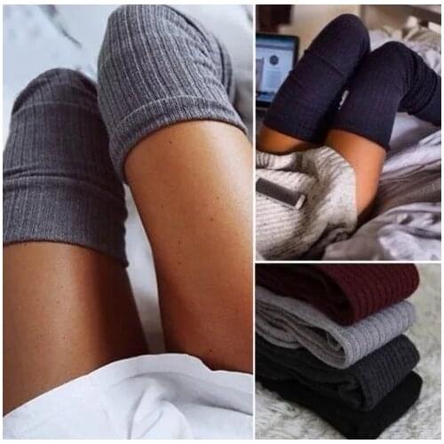 Women knitted Sexy Stockings Warm high over the knee stockings Fashion ladies solid colors stockings 7 colors 1 pair