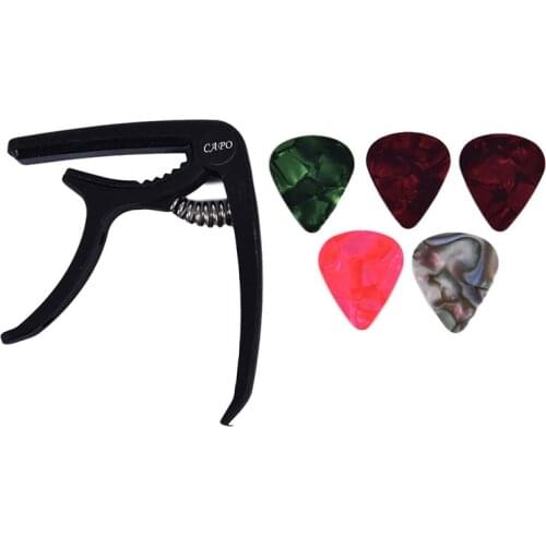 1 Guitar Capo and 5 Guitar Picks for Acoustic Electric Guitarra Accessories