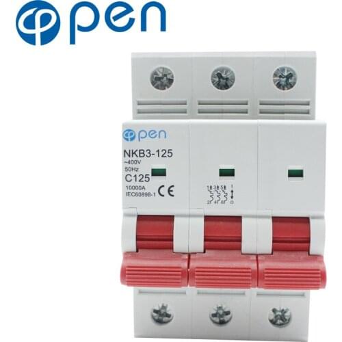 3P 125A 10kA breaking capacity MCB min circuit breaker over load /short circuit protection 35mm Din Rail
