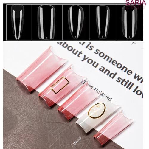 96pieces of nail tips art piece thin ladder-shaped almond long tip short water drop fold seamless net red explosion-free matte