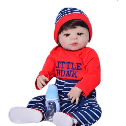 55 cm Silicone Reborn Toy Doll For boy 22" Vinyl Newborn Baby Alive Girl Child Birthday Gift with red clothes Ethnic doll NPK