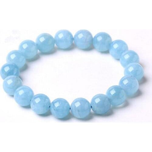 7mm Genuine Precious Blue Natural Stone Bracelets For Women Femme Charm Stretch Crystal Round Bead Bracelet