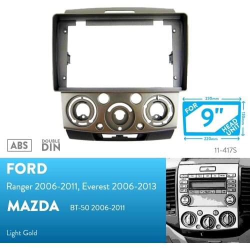 9 inch Car Fascia Radio Panel for MAZDA BT-50 / FORD Ranger 2006-2011 ; Everest 2006-2013 Facia Dash Kit Adapter Bezel Plate