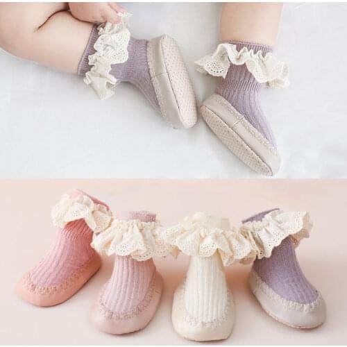 Infant Baby Socks With Rubber Soles Floor Spring Autumn Baby Socks Girls Anti Slip Leather Baby Floor Socks Shoes Clothes