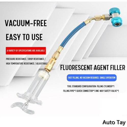 Auto Air-conditioning Leak Detection Fluorescent Agent Filler Vacuum-free Compressor Refrigerated Oil Filling Maintenance Tool