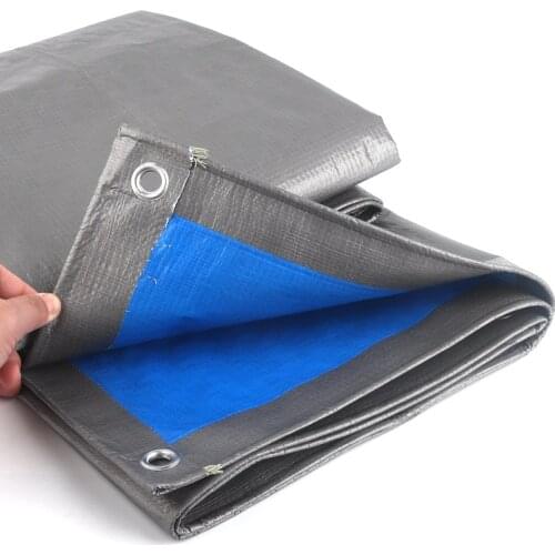Customized 0.32mm PE Tarpaulin Silvery Blue Tarp Boat Truck Rainproof Cover Cloth Tent Awnings Waterproof Sunshade Net