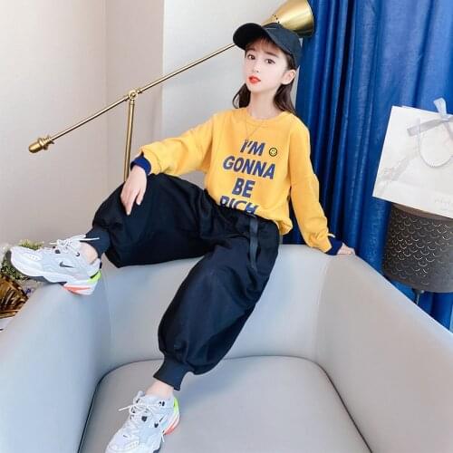 13 14 Year Kids Korean Spring Autumn Christmas Girls Cute Clothes Set Letter Sweater + Bloomers Two-piece Suit Halloween Costume