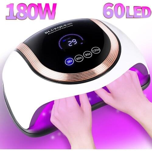 UV LED Nail Lamp 180W Gel Nail Light For UV Gel Nail Polish 60 PCS LED Quick Dryer With 4 Timers Professional Nail Manicure Lamp