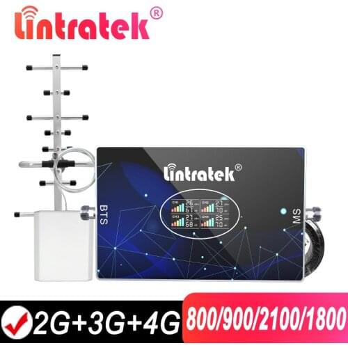 Lintratek 3G 2100 4G 1800 800(Band 20) 2G 900 Cellphone Network Cellular Booster Repeater 4-band Amplifier For 800/900/2100/1800