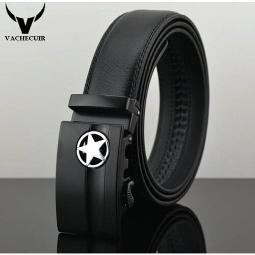 VACHECUIR men belts designers Genuine Leather Strap belt MENS Luxury Brand Belt Automatic Buckle cinturones hombre cuero Q123