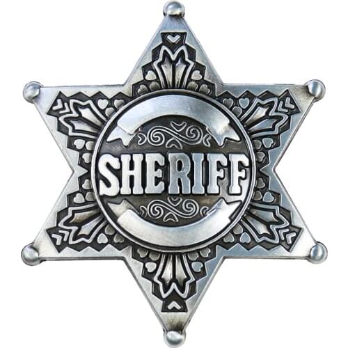 Hexagon Star Mens Belt Buckle US Sheriff Badge Belt Buckle for Men Western Cowboy Jeans Accessories Suitable for 4cm Wide Belts