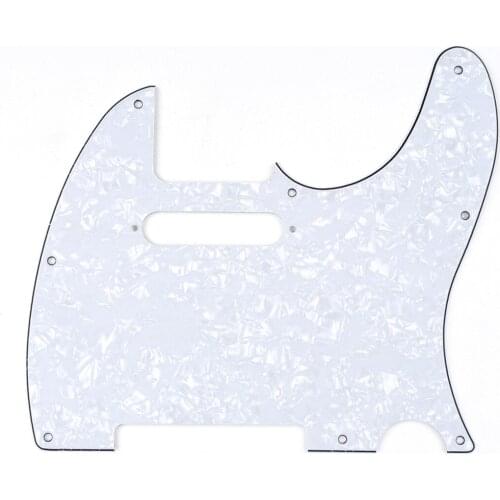 Musiclily 8 Hole Tele Guitar Pickguard for USA/Mexican Made Fender Standard Telecaster Modern Style, 4Ply White Pearl