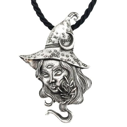 Nostalgia Wicca Moon Witches Pendant Halloween Jewelry Witch Goth Necklace For Womens Witchcraft