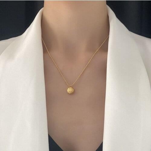 2020 new small round bean necklace female bag K gold simple temperament fashion Korean clavicle chain Fuxi sweater chain