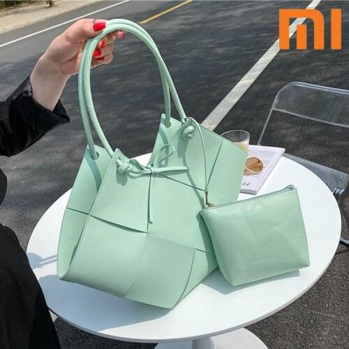 New Trendy Brand Design Leather Woven Soft Leather Large Capacity Shipping Purse Lady Handbag Women Shoulder Bag
