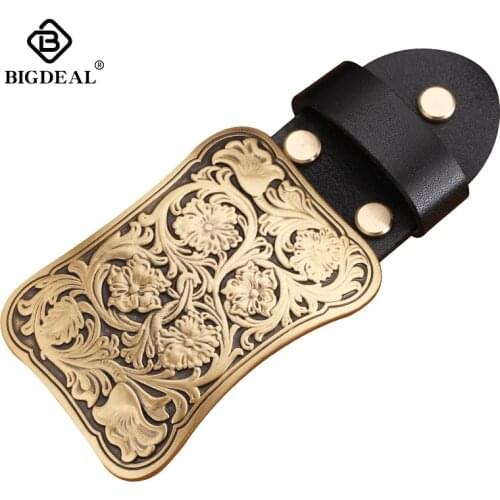 Wholesale High Quality Antique Vintage/Retro Flower embossed Mens Solid Copper Brass Belt Buckle