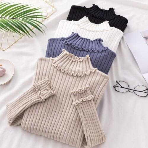2019 Autumn Winter Turtleneck Sweater Women Solid Knitted Pullover Slim Soft Jumper Sweater Female Long Sleeve Knit Tops W1467