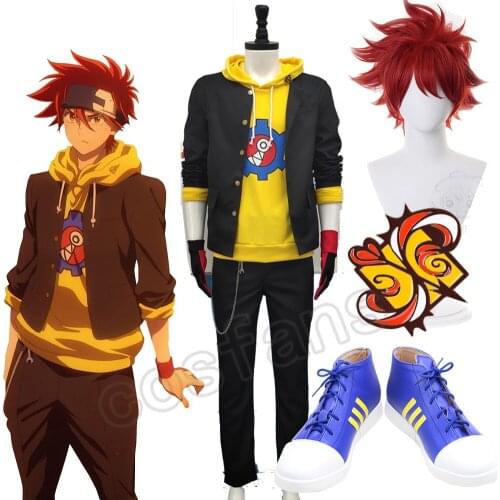 SK8 The Infinity Reki Kyan Cosplay Wig Headband Hairband SK8 Cosplay Red Short Men Wigs with Bangs Heat Resistant Synthetic Wig