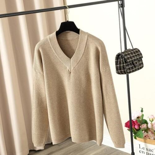 Thick Warm Womens Sweater V Neck Knitted Jumper for Women Soft Elegant Long Sleeve Pullovers Top Jersey Navidad 2020