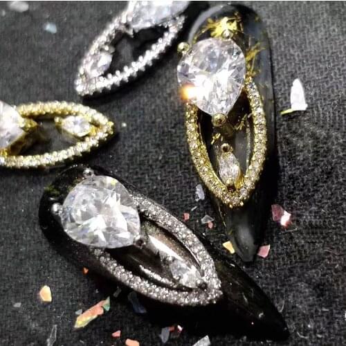 2 pieces water drop Crystal Dangle Chain Charms Nail Jewelry Decorations 5 type luxury Zircon Crystal Rhinestones For Nails