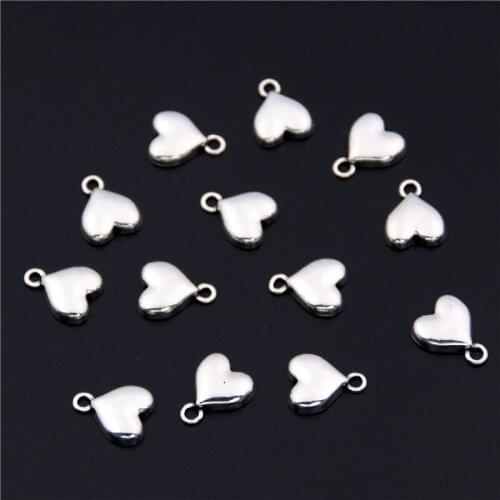 20pcs Silver Color Love Heart Shaped Charms Pendants For Necklace Jewelry Making Findings A2445