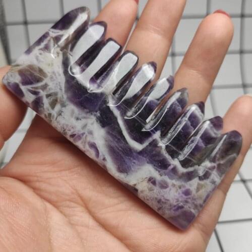 8cm natural dream amethyst comb crystal hand polished reiki healing scalp massage energy combs