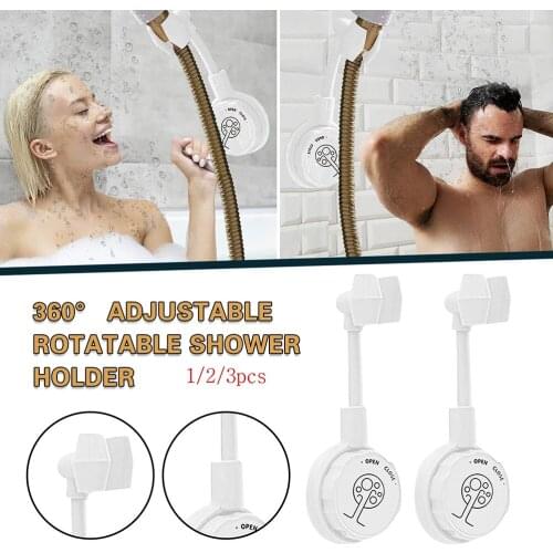Shower Bracket Adjustable Suction Cup Shower Holder Removable Wall Mounted Suction Bracket for Bathroom Bathtub