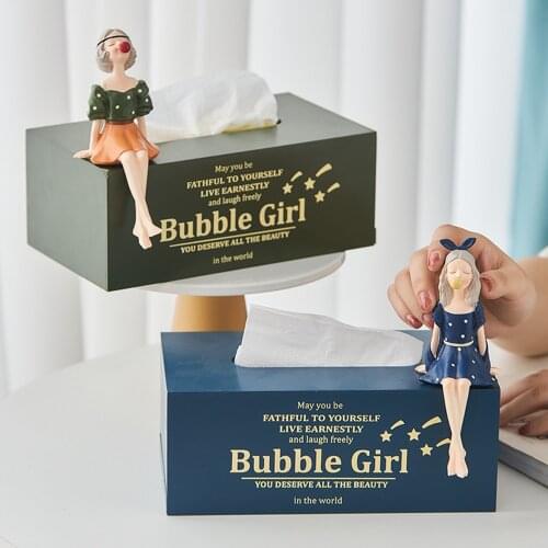 Nordic Bubble Girl Tissue Box Modern Home Decoration Paper Living Room Home Decoration Towel Holder Girly Bedroom Decor Gift